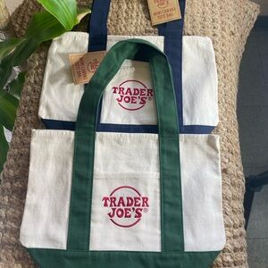 Canvas mini Tote Bag Set - Green and Blue